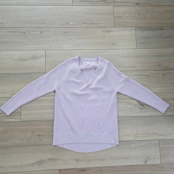 Athleta Hanover V-Neck Merino Wool Blend Lavender Sweater Women Sz S - Picture 6 of 13